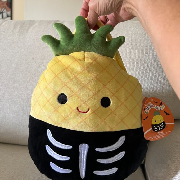 Squishmallows Treat Pail - Maui The Pineapple Disguised as a Skeleton - 12" - Picture 7 of 7